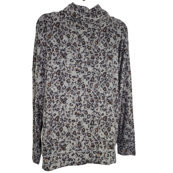 Maurices Women Sweater Size XXL Leopard Print Cowl Neck Drawstring Pullover Knit - Picture 2 of 11